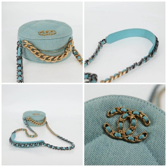 CHANEL Chain Shoulder Bag Denim Blue Gold CC Auth 118918M - Picture 16 of 16